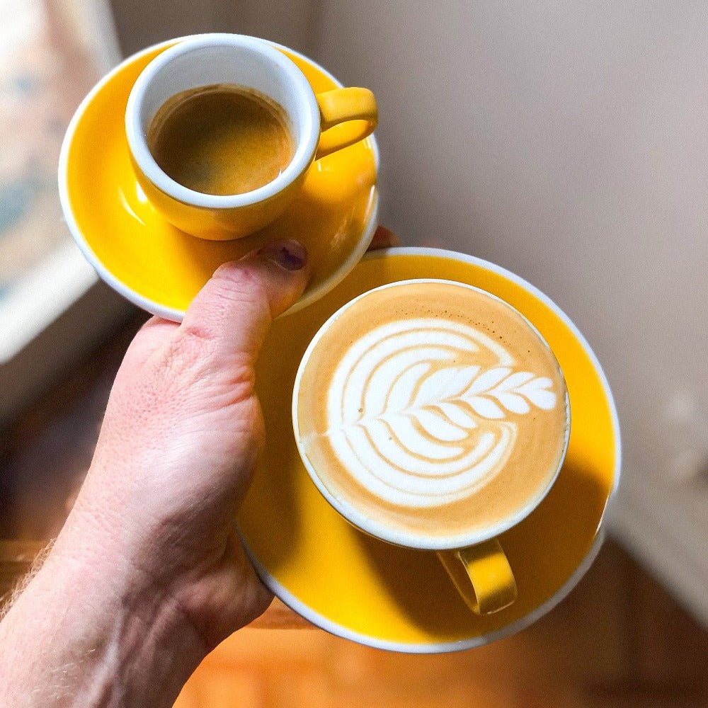 Happy Flat White Cup & Saucer - AllwaysCoffee