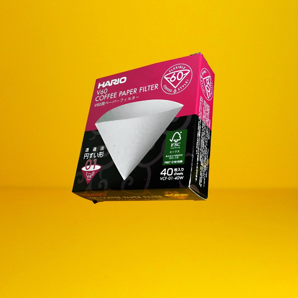 Hario V60 paper coffee filters — oxygen bleached, available in size 01 and 02